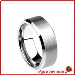 Silver Stainless Steel Matt Finish Men's Ring Size 10